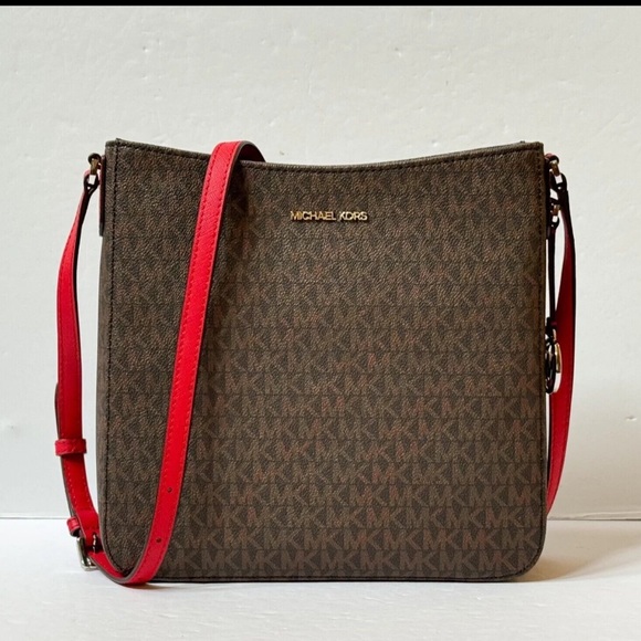 NWT Michael Kors Jet Set Travel Large Messenger crossbody Brown Bag - Picture 8 of 8